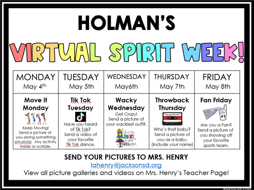 Holman's Virtual Spirit Week 